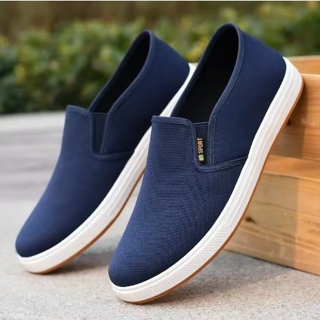 Breathable Men's Canvas Shoes Slip-on Loafers Fashion Casual Sneaker for Men Vulcanized Shoes Light Walking Flats