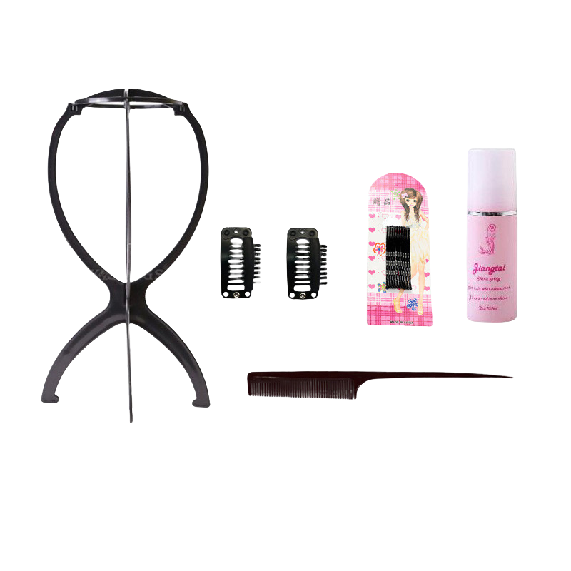 Wig Care Six-piece Hairnet Steel Comb Support Anti-frizz Knotting Care Set Straight Hair Curling Two-use Perm Iron Hair Styling Tools