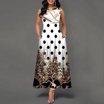European and American sleeveless long dresses, women's positioning, printed large hem dresses, bohemian retro Long skirt