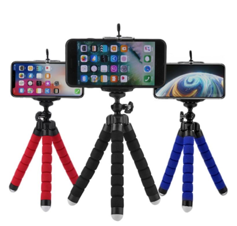Mini Flexible Sponge Octopus Tripod Selfie Stick Expanding Tripod Stand For Mobile Phone bracket Camera With Phone Clip Holder Max extened 5.5