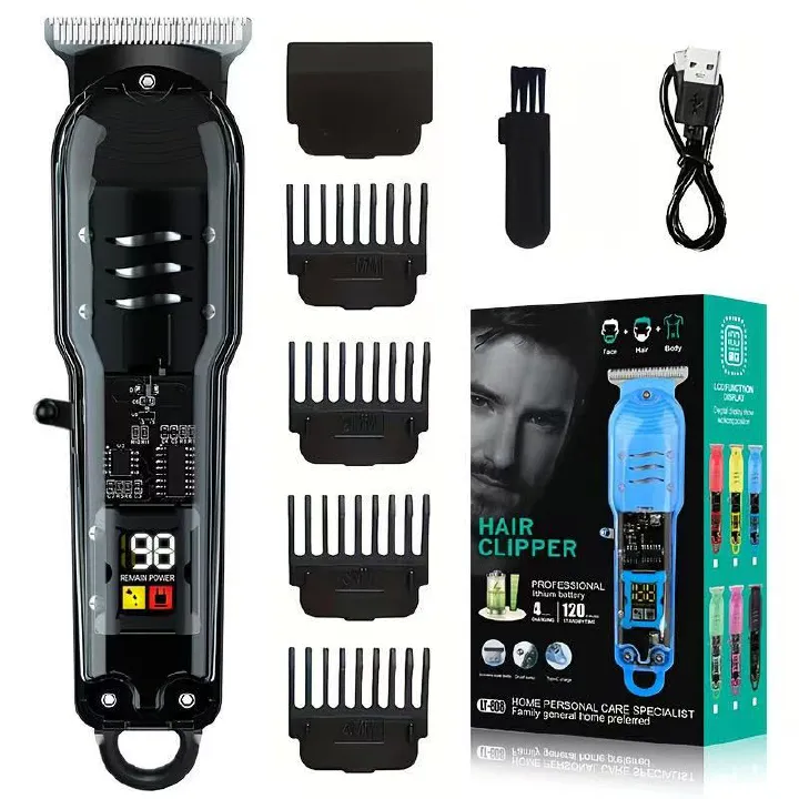 Sleek Black Electric Hair Clipper USB Rechargeable Professional Trimmer for Men Grooming