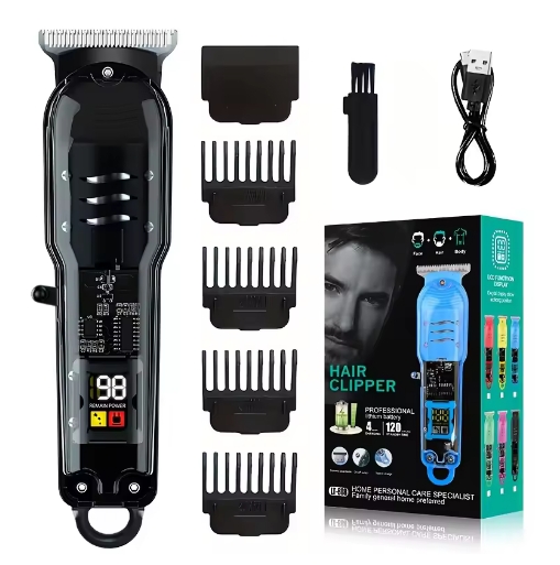 Sleek Black Electric Hair Clipper USB Rechargeable Professional Trimmer for Men Grooming