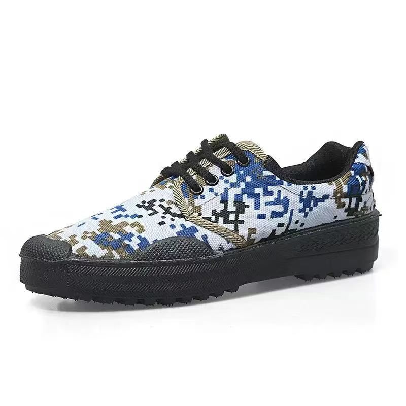 Canvas Sneakers Men Wear-resistant Sport Shoes Men Lace-Up Walking Shoes Climbing Work Tactical Sneakers Mens Casual Shoes Navy Blue