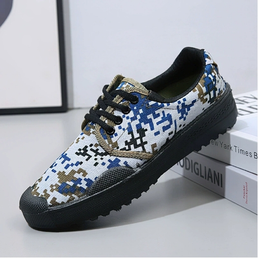 Canvas Sneakers Men Wear-resistant Sport Shoes Men Lace-Up Walking Shoes Climbing Work Tactical Sneakers Mens Casual Shoes Navy Blue