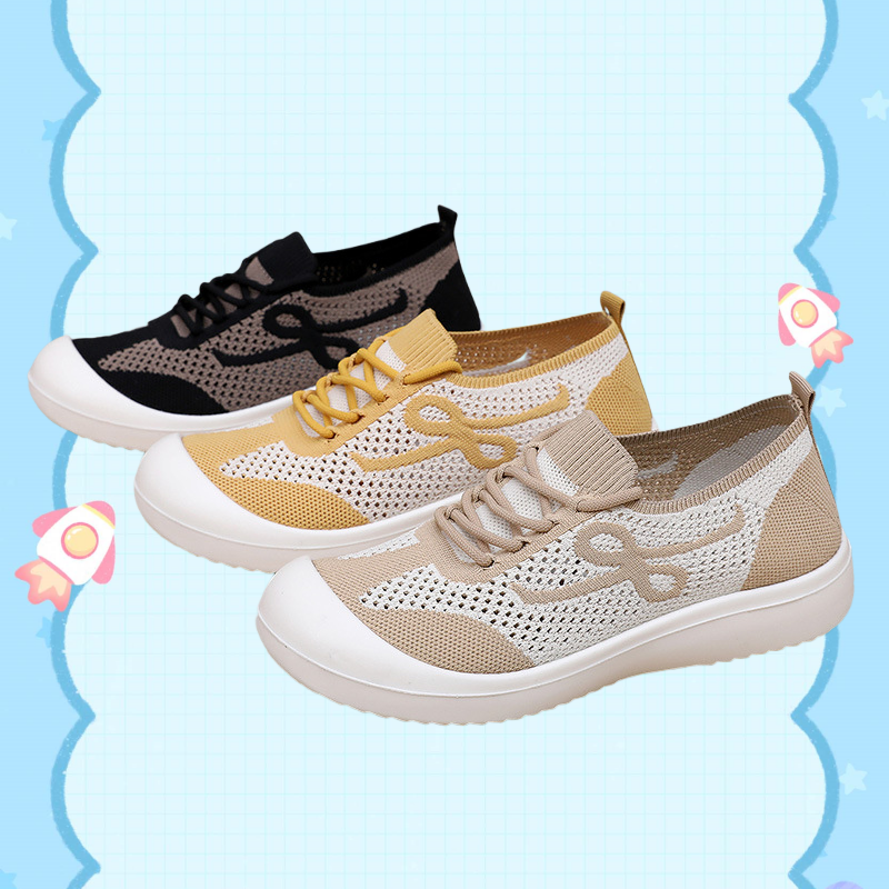 New Women's Shoes Casual Sneaker Outdoor Travel Shoes Walking Shoes Breathable Mesh Fashion Plus Size Cream Yellow