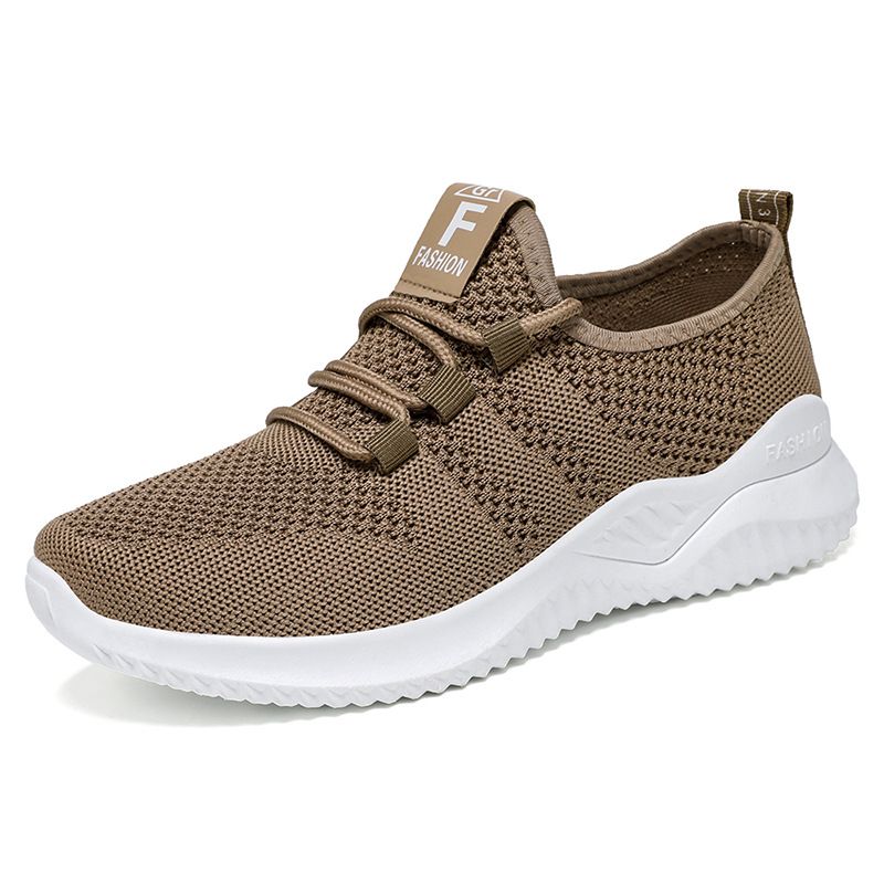 New Casual Flats Shoes For Women Comfort Soft Bottom Sports Shoes Breathable Mesh Runing Shoes Lightweight Sneakers Brown