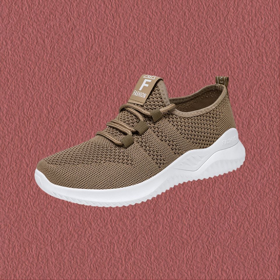 New Casual Flats Shoes For Women Comfort Soft Bottom Sports Shoes Breathable Mesh Runing Shoes Lightweight Sneakers Brown