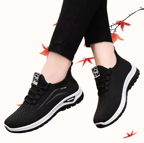 New Fly Woven Mesh Casual Breathable Sneakers Spring Korean Leisure Sports Tennis Shoes For Women Anti-slip Sneakers Women's Shoes Black