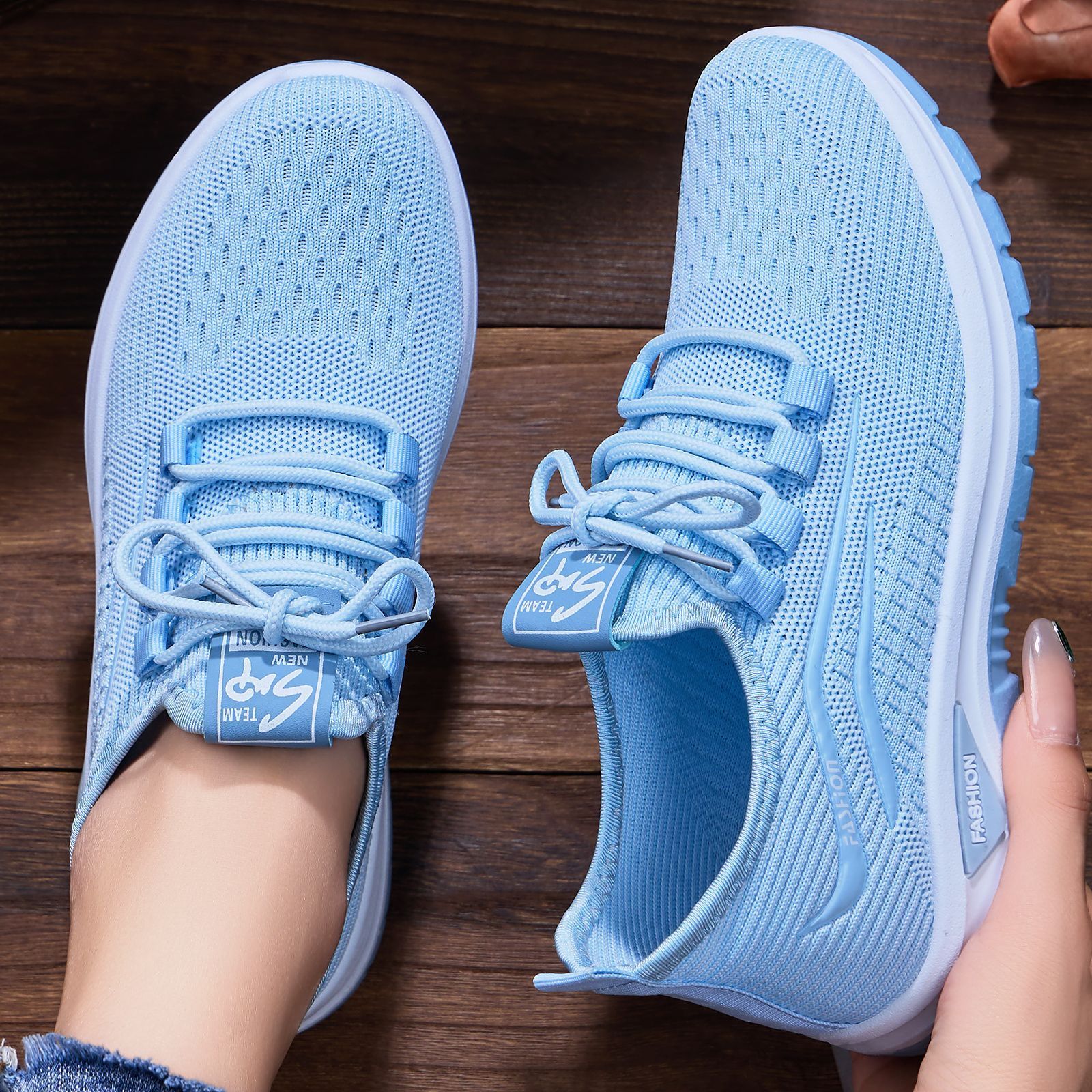 New Fly Woven Mesh Casual Breathable Sneakers Spring Korean Leisure Sports Tennis Shoes For Women Anti-slip Sneakers Women's Shoes Black