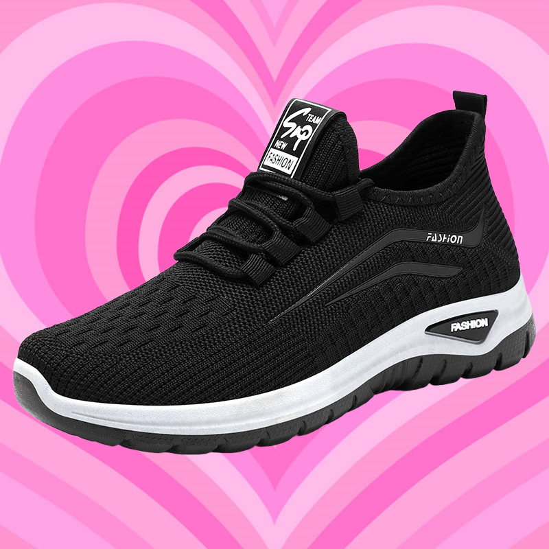 New Fly Woven Mesh Casual Breathable Sneakers Spring Korean Leisure Sports Tennis Shoes For Women Anti-slip Sneakers Women's Shoes Black