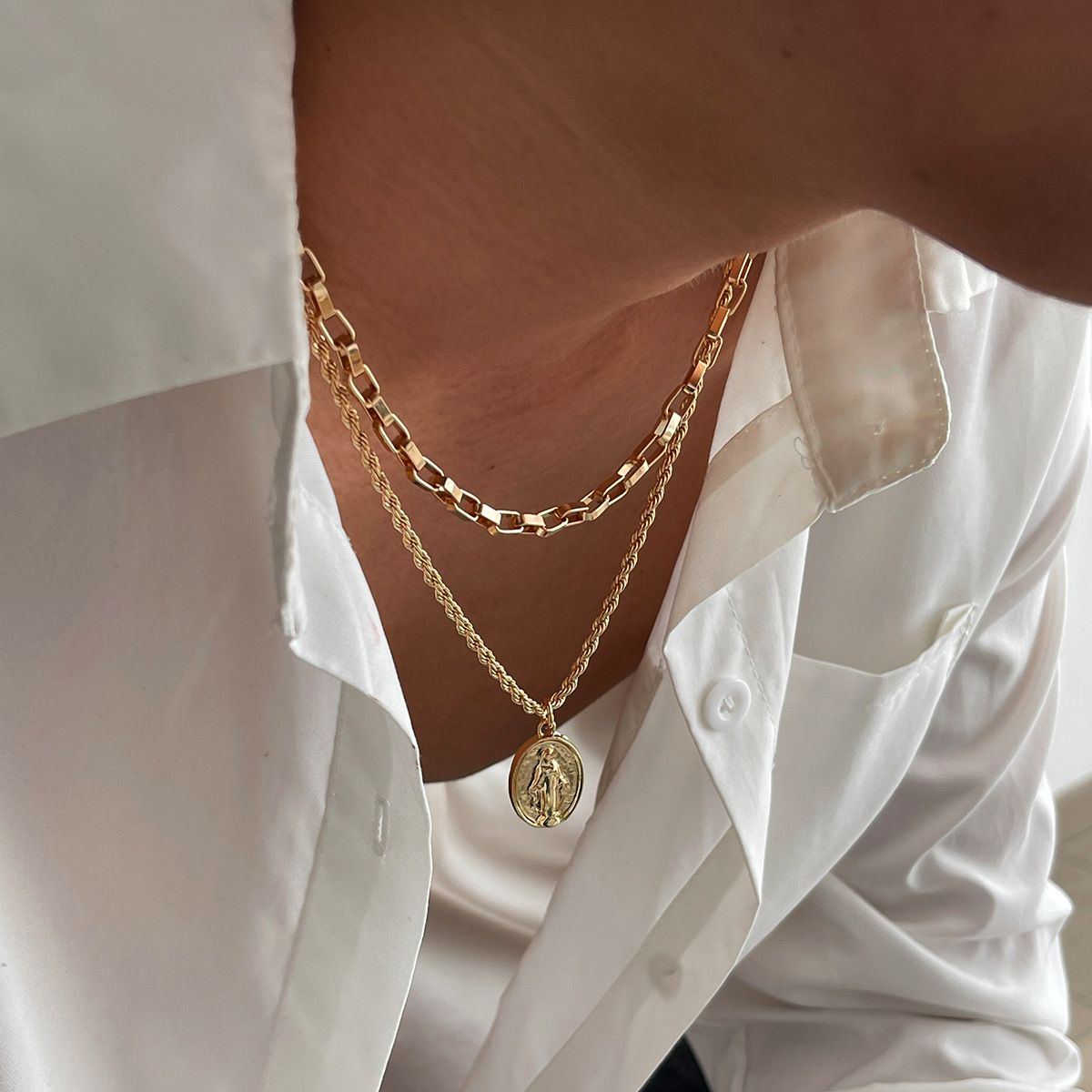 European and American temperament, versatile necklace, male hip-hop niche, fashion virgin Fried Dough Twists chain, cross-border men's best-selling accessories