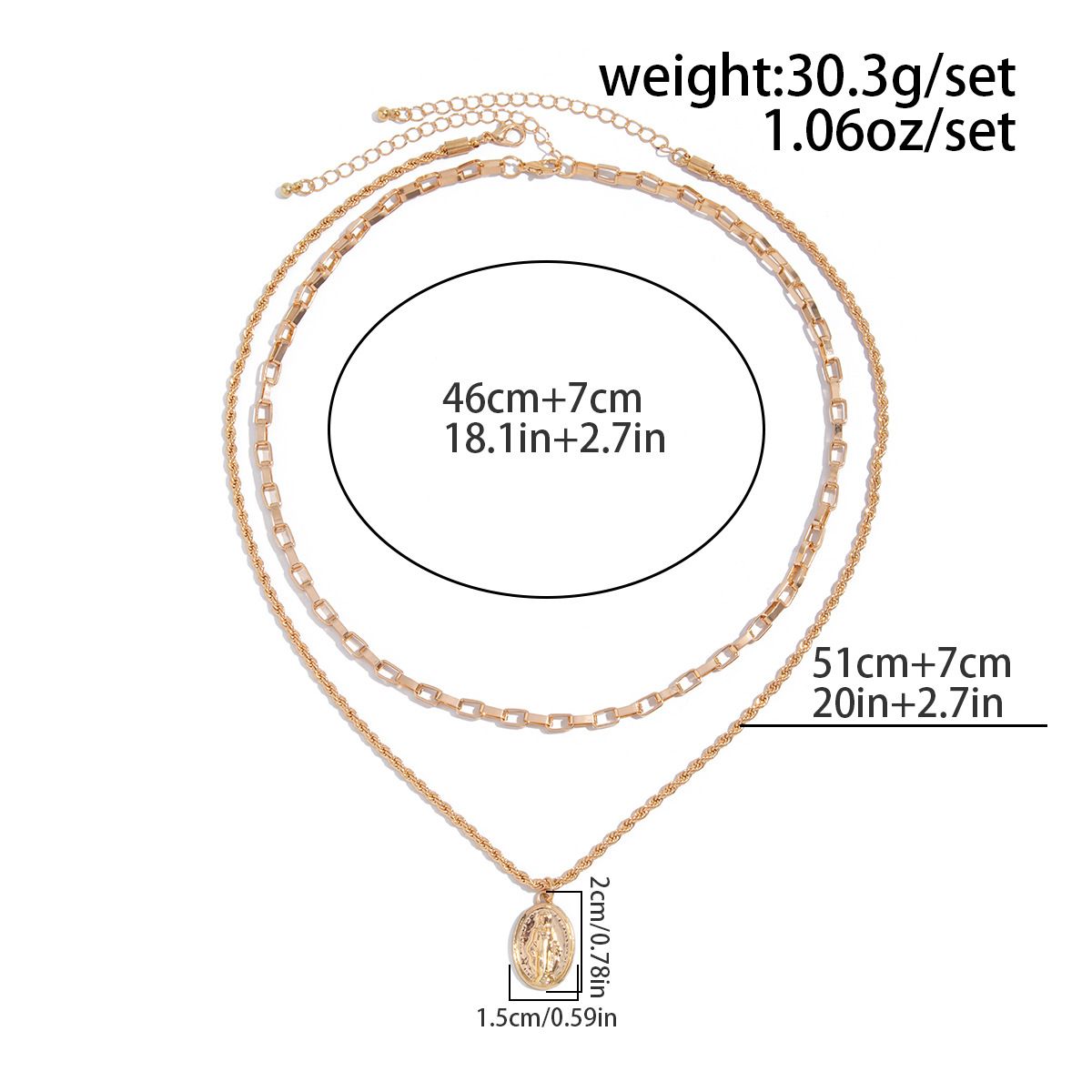 European and American temperament, versatile necklace, male hip-hop niche, fashion virgin Fried Dough Twists chain, cross-border men's best-selling accessories