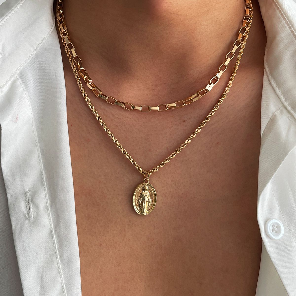 European and American temperament, versatile necklace, male hip-hop niche, fashion virgin Fried Dough Twists chain, cross-border men's best-selling accessories