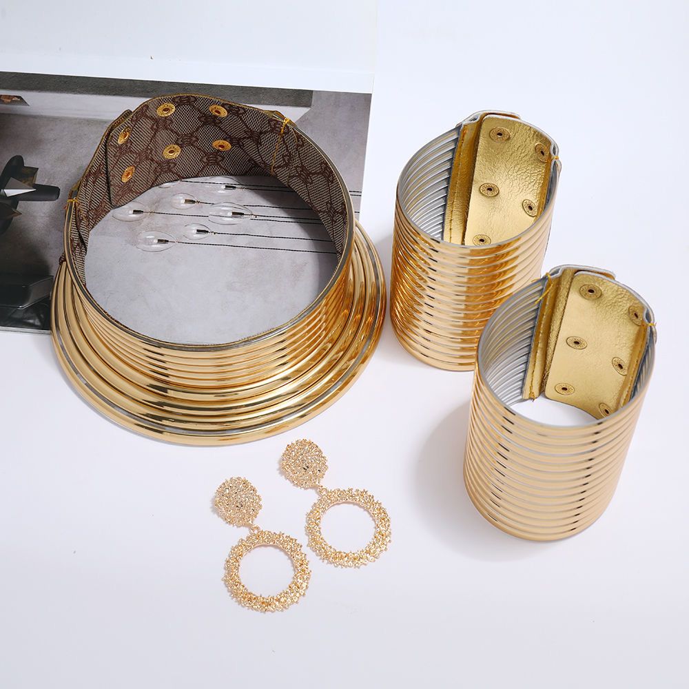 Men's and women's jewelry, gold and silver punk necklaces, bracelets, earrings, punk jewelry sets, four piece sets, African wedding performances, daily routines