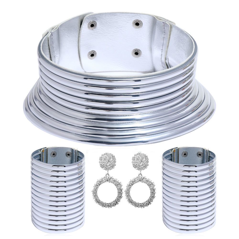 Men's and women's jewelry, gold and silver punk necklaces, bracelets, earrings, punk jewelry sets, four piece sets, African wedding performances, daily routines