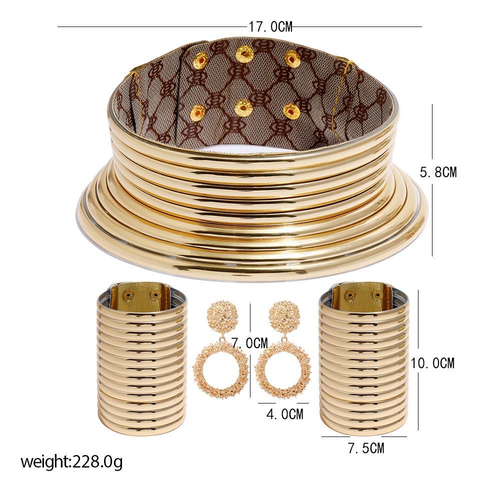 Men's and women's jewelry, gold and silver punk necklaces, bracelets, earrings, punk jewelry sets, four piece sets, African wedding performances, daily routines