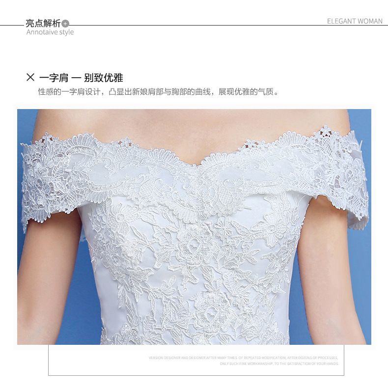 2024 New White One Shoulder Korean Style Slim Fit Plus Size Bridal Wedding Dress Floor Length Fluffy Skirt