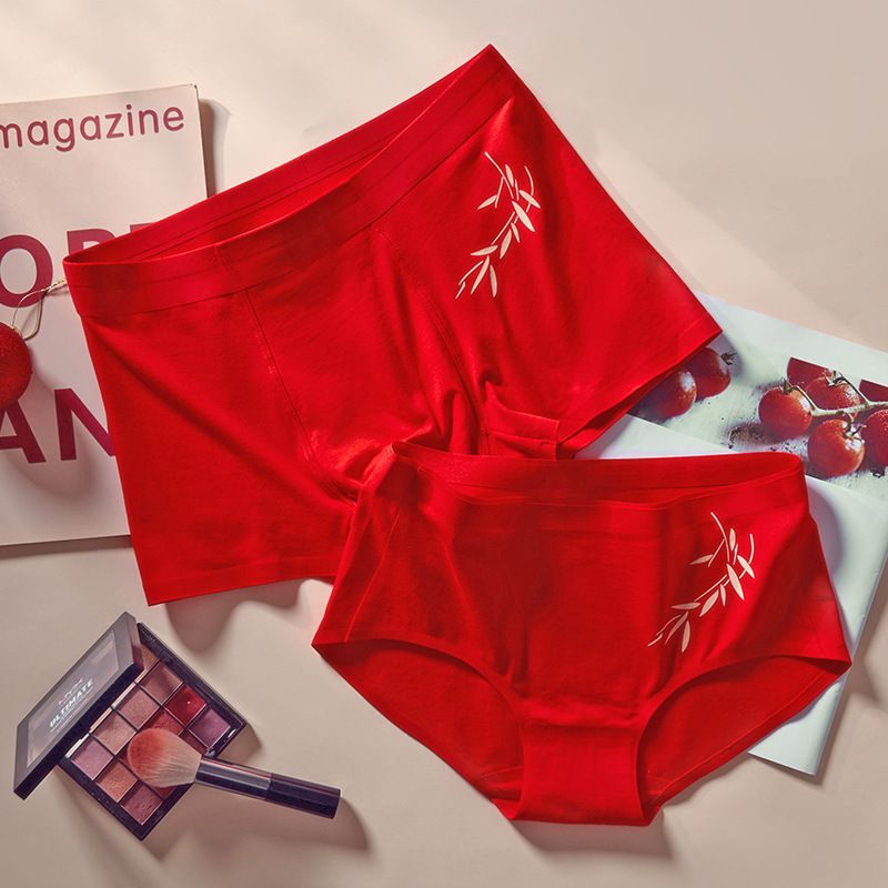 2025 Love Gifts New Fashion Couple Underwear Heart Print Men Women Sexy Flat Triangle Underpants