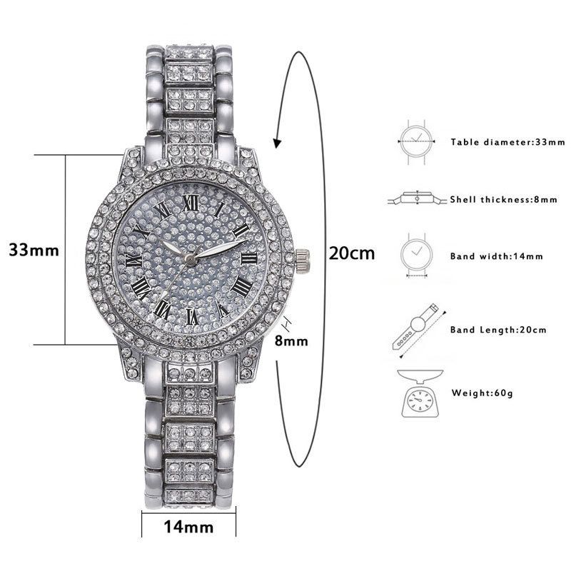 Hot selling Hip Hop 3-piece/set Starry Sky Watch with Diamond Set, Fashion Alloy Steel Strip Watch, European and American Trendy Quartz Watch Jewelry Gift Box（1*watch 1*bracelet 1*ring）