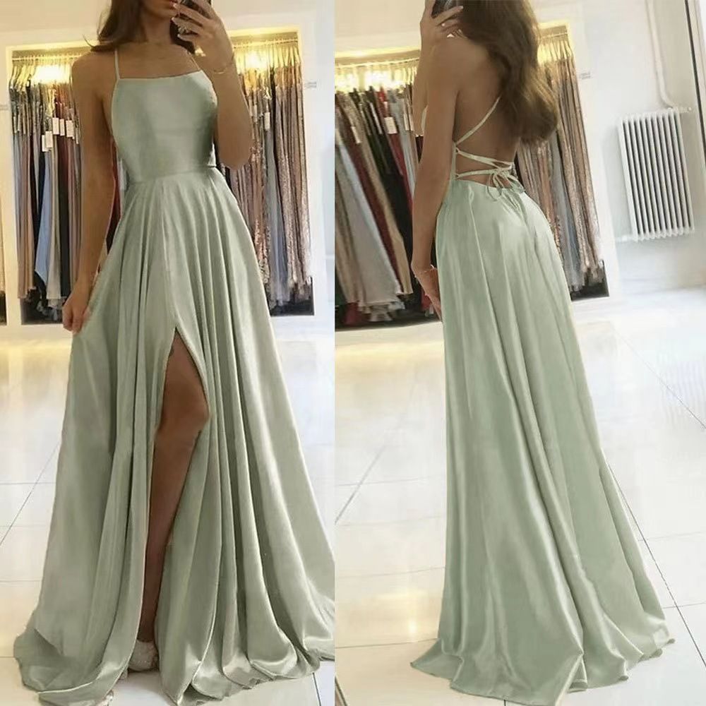 Burgundy Satin Beach Maxi Women Dress for Christmas Sexy Side Slit Adjustable Straps Evening Prom Dress Cheap Bridesmaid Dresses