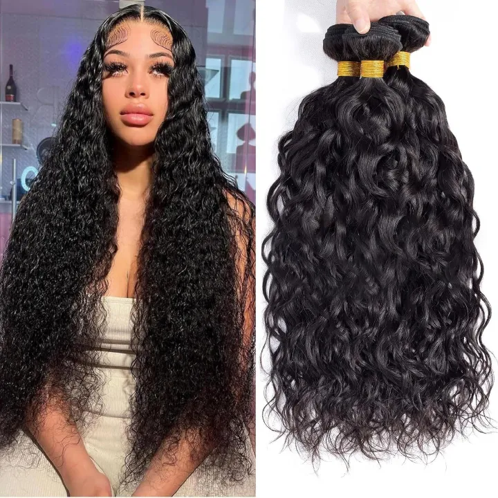 Popular Lady Water Wave Human Hair European &amp; American Natural Fiber Fair Curtain Women Wigs