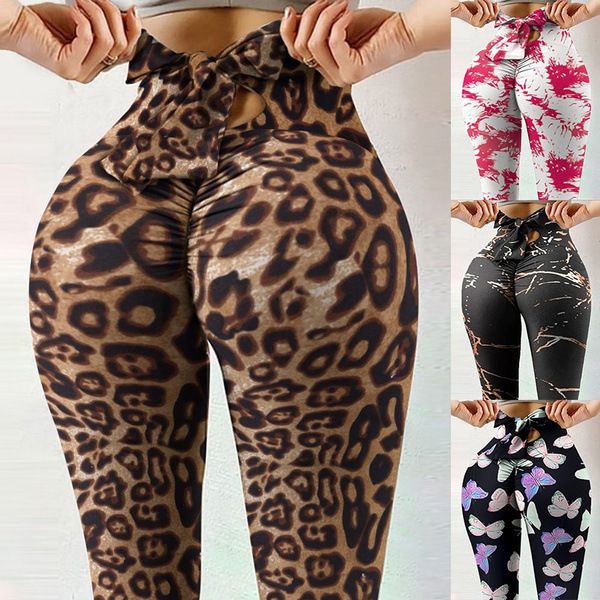 High Waist Sexy Butterfly Printed Leggings Bowknot Yoga Pants Bow Bandage Tights Women Butt Lift Exercise Fitness Yoga Legging