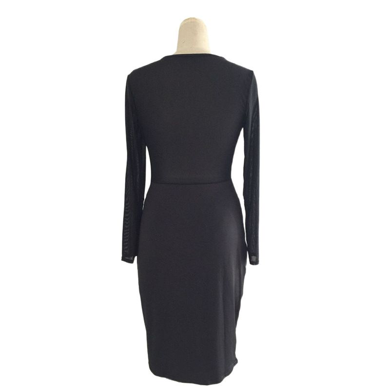 Black Sequin Embroidery Wrap Chest Slim Fit Bodycon Pencil Dress Nightclub Women's Fashion Dress Sexy Elegant Gown