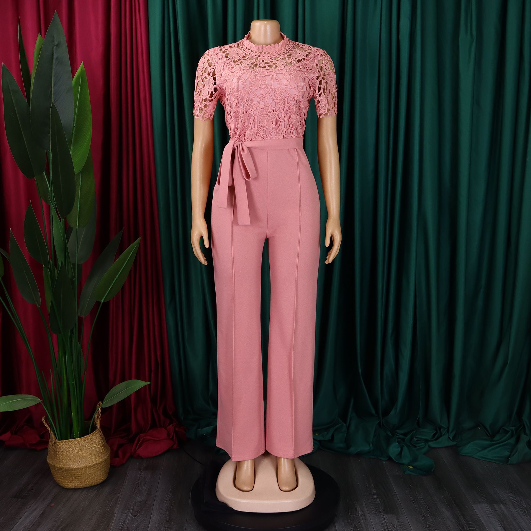 Elegant Pleated Jumpsuits & Rompers for Woman V Neck Ruffles Sleeve Floor Length Luxury Female Birthday Party Overalls Outfits
