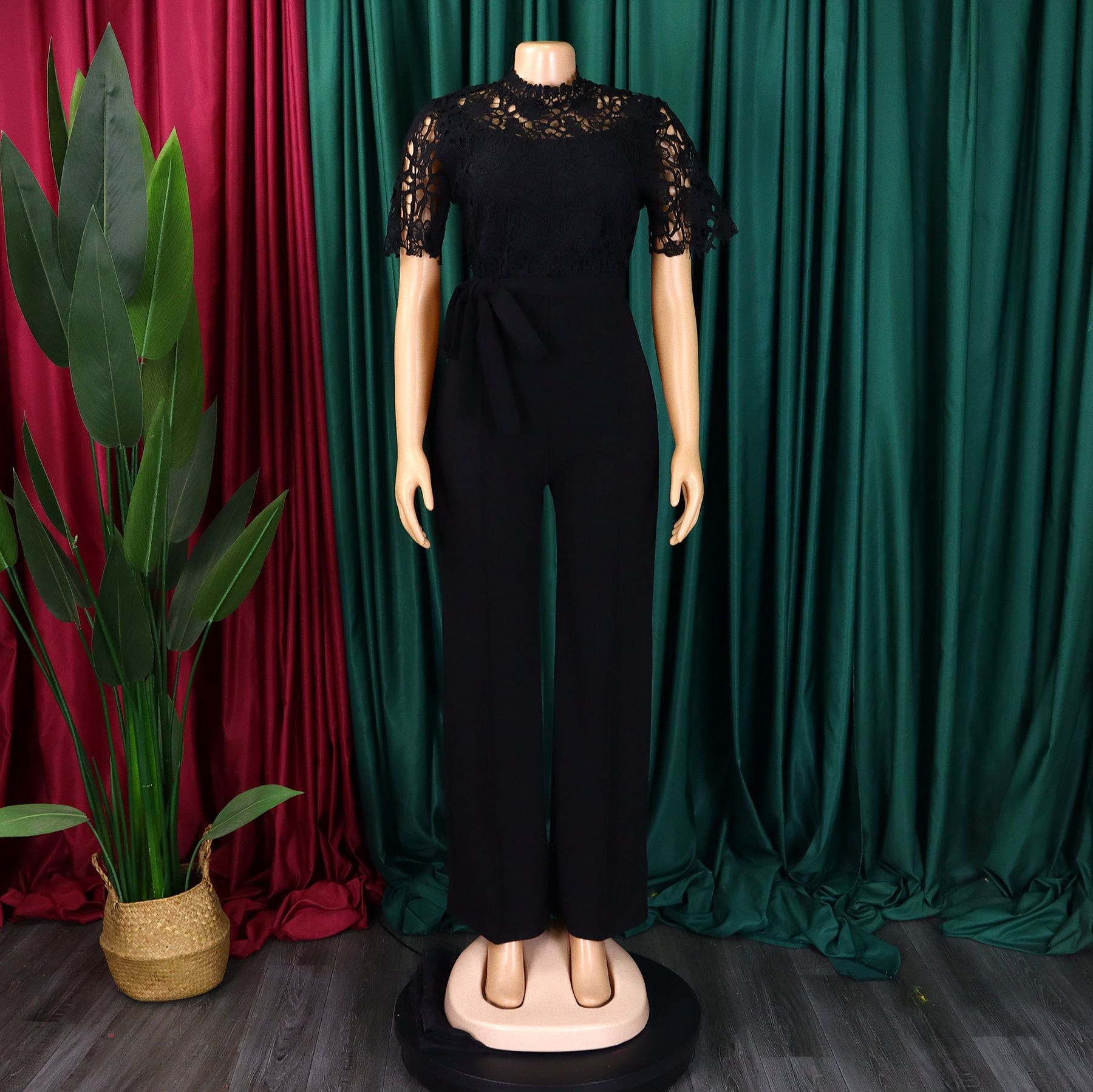 Elegant Pleated Jumpsuits & Rompers for Woman V Neck Ruffles Sleeve Floor Length Luxury Female Birthday Party Overalls Outfits