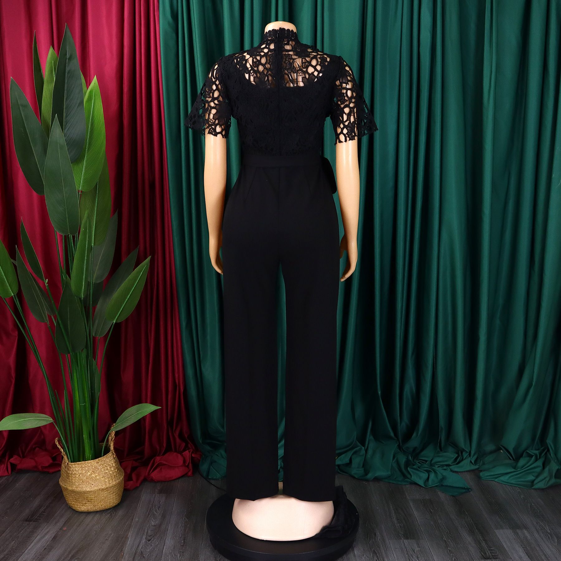 Elegant Pleated Jumpsuits & Rompers for Woman V Neck Ruffles Sleeve Floor Length Luxury Female Birthday Party Overalls Outfits