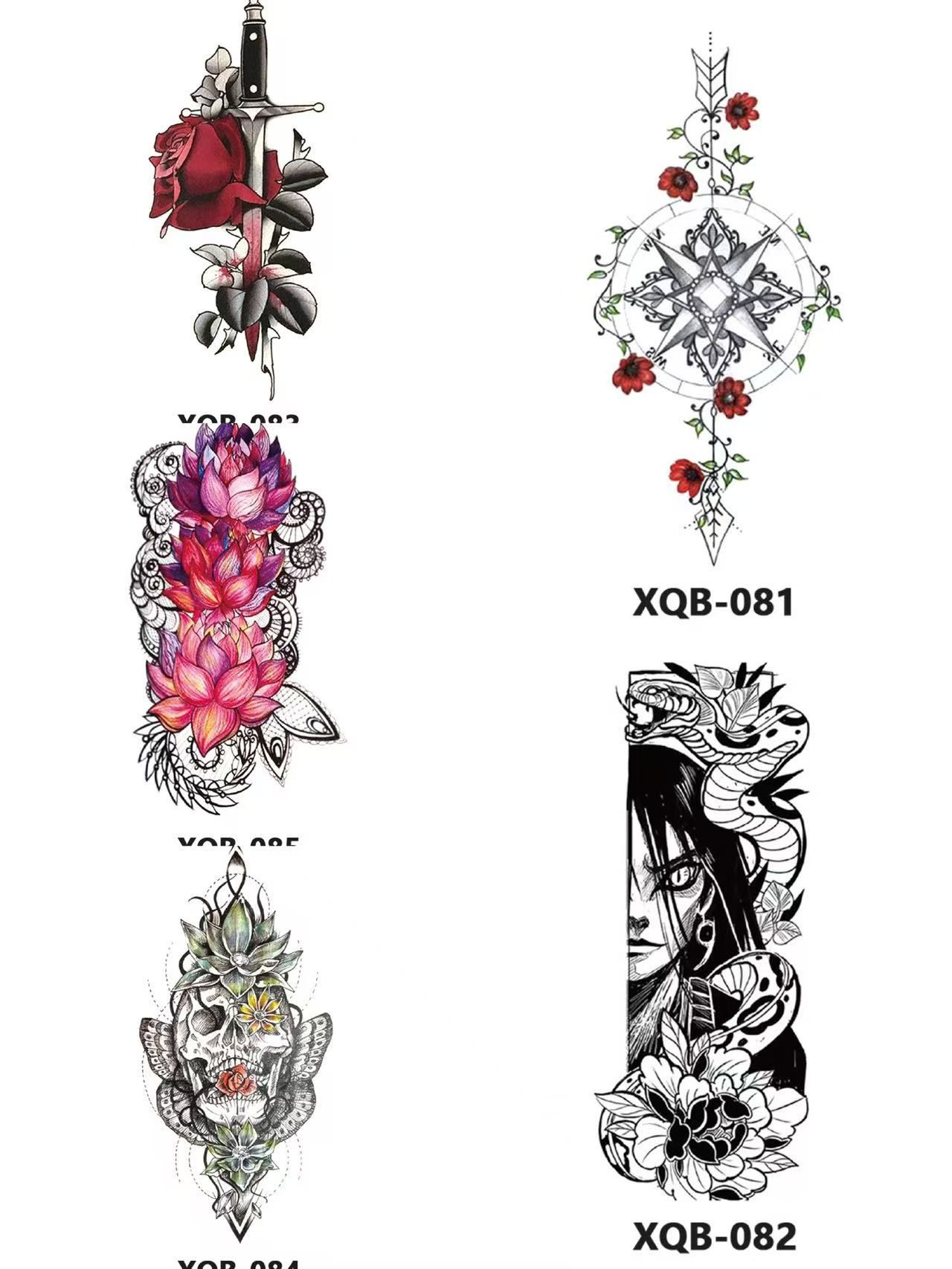 New Small Fresh Tattoo Stickers for Men, Women, Wolves, Animals, Flowers, Black and White Color Tattoo Stickers