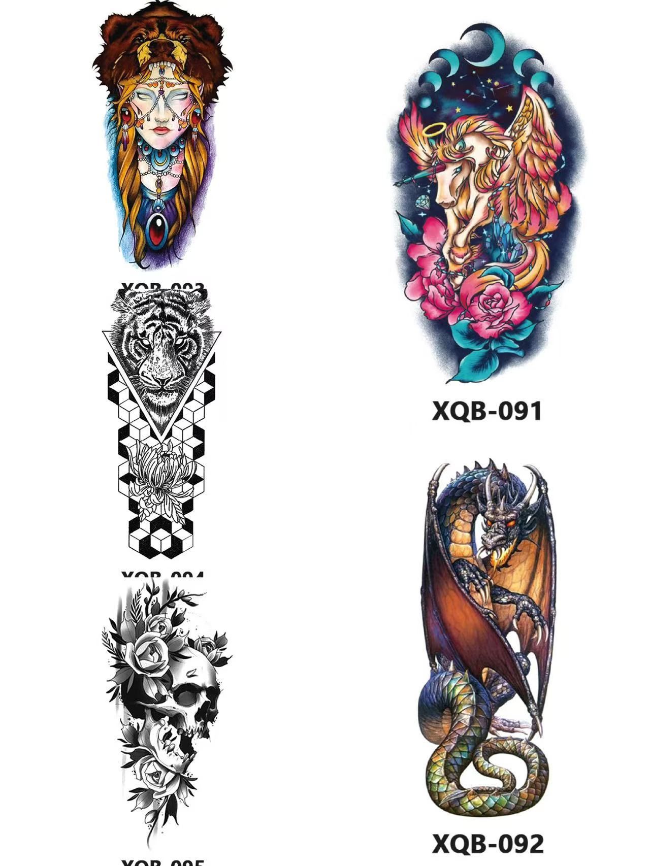New Small Fresh Tattoo Stickers for Men, Women, Wolves, Animals, Flowers, Black and White Color Tattoo Stickers