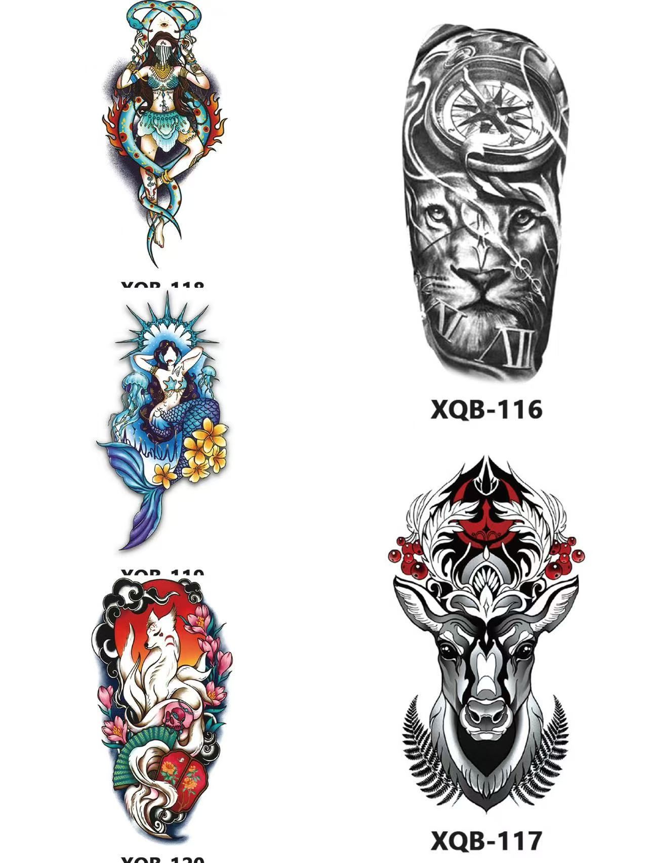 New Small Fresh Tattoo Stickers for Men, Women, Wolves, Animals, Flowers, Black and White Color Tattoo Stickers