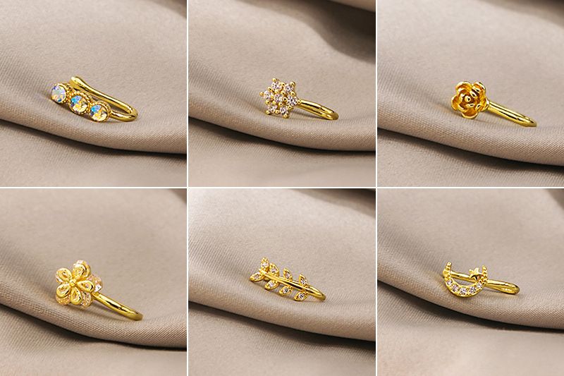 Stainless Steel Fake Nose Piercing Fake Nose Ring Diamond Butterfly Nose Studs Hole-less Nose Clip Piercing Jewelry for Woman