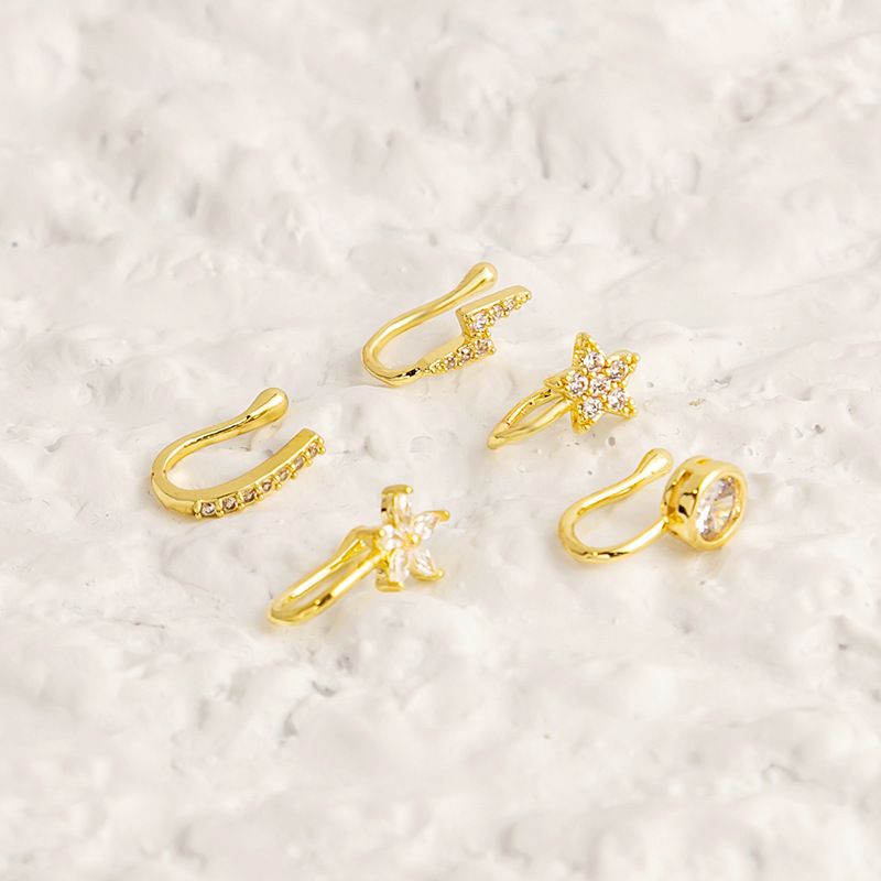 Stainless Steel Fake Nose Piercing Fake Nose Ring Diamond Butterfly Nose Studs Hole-less Nose Clip Piercing Jewelry for Woman