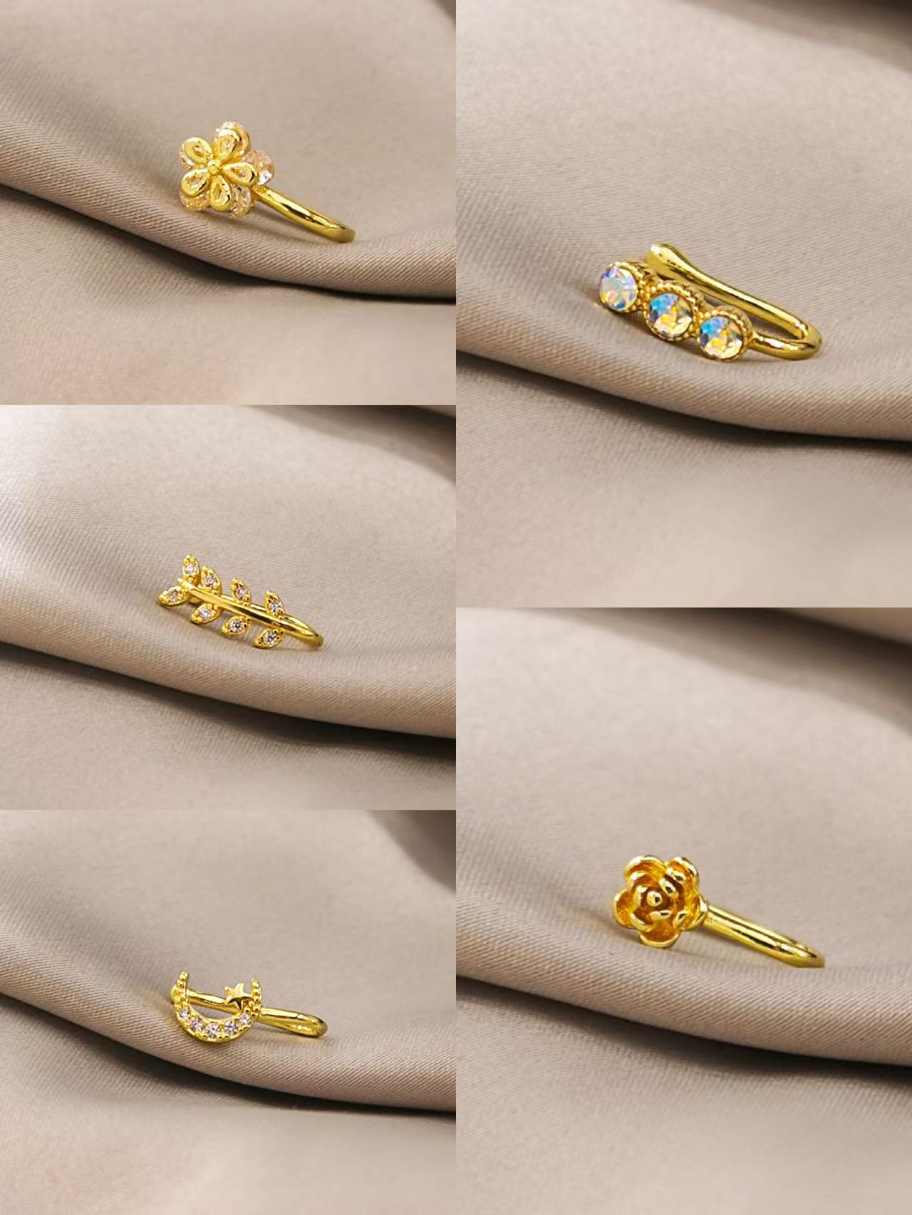 Stainless Steel Fake Nose Piercing Fake Nose Ring Diamond Butterfly Nose Studs Hole-less Nose Clip Piercing Jewelry for Woman