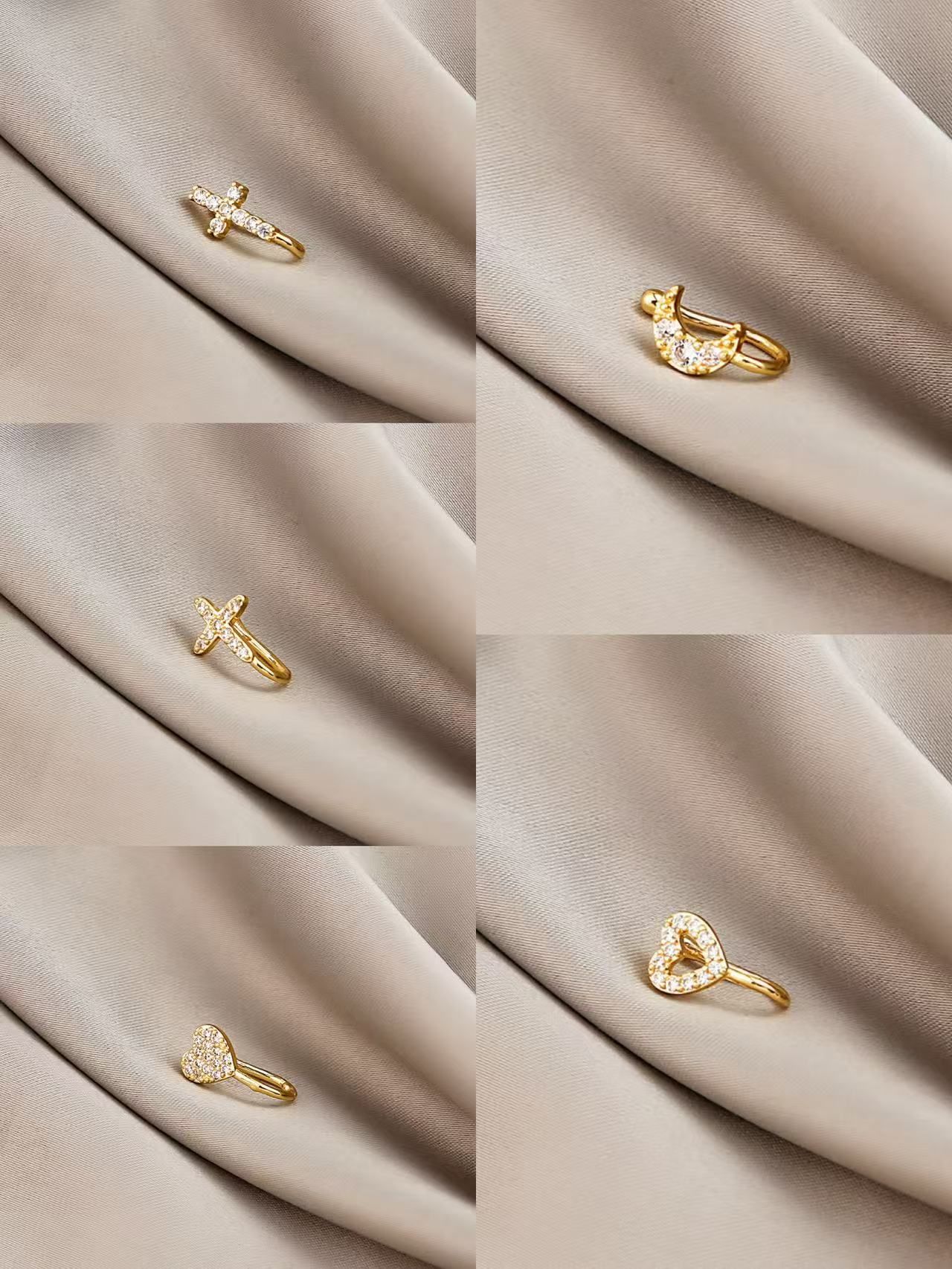 Stainless Steel Fake Nose Piercing Fake Nose Ring Diamond Butterfly Nose Studs Hole-less Nose Clip Piercing Jewelry for Woman