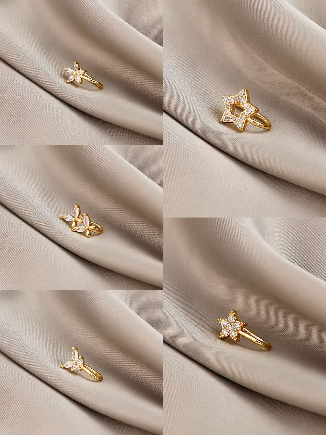 Stainless Steel Fake Nose Piercing Fake Nose Ring Diamond Butterfly Nose Studs Hole-less Nose Clip Piercing Jewelry for Woman