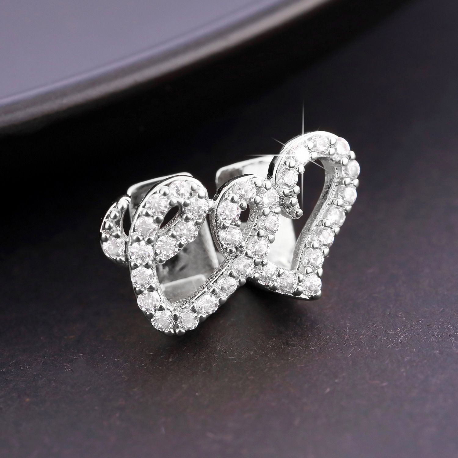 European and American Double Love Copper Micro Inlaid Zircon Hip Hop Braces Teeth Grills Personalized and Trendy Dental Decorations