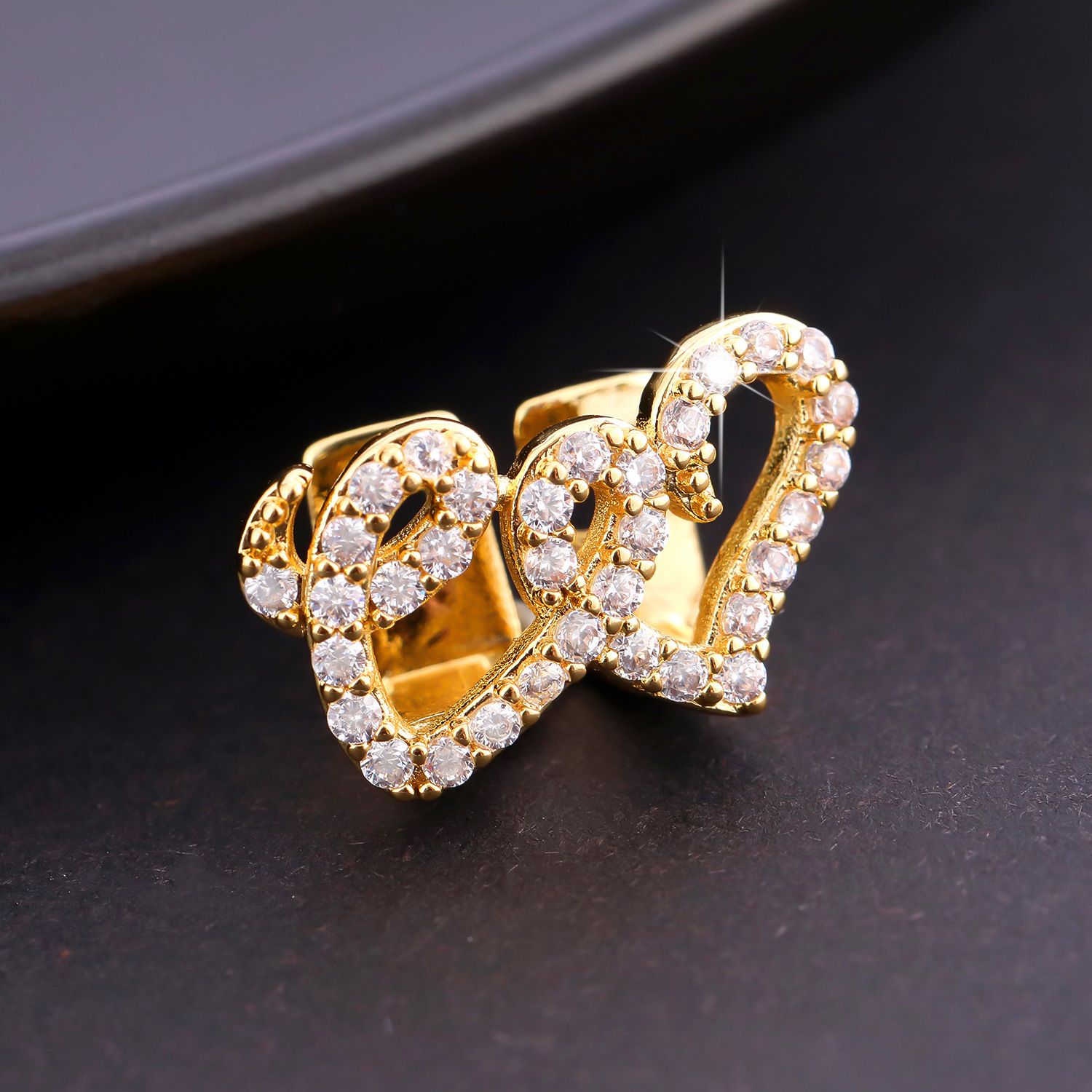 European and American Double Love Copper Micro Inlaid Zircon Hip Hop Braces Teeth Grills Personalized and Trendy Dental Decorations