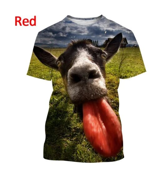 Summer Funny Animal Goat 3D Print T-Shirts Streetwear Men Fashion Harajuku Casual Oversized O-Neck T Shirt Tees Tops