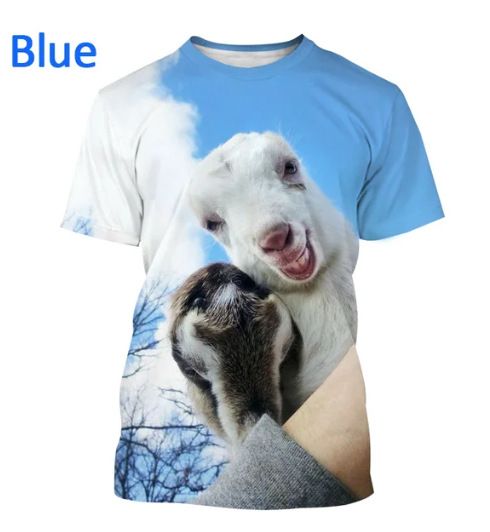 Summer Funny Animal Goat 3D Print T-Shirts Streetwear Men Fashion Harajuku Casual Oversized O-Neck T Shirt Tees Tops