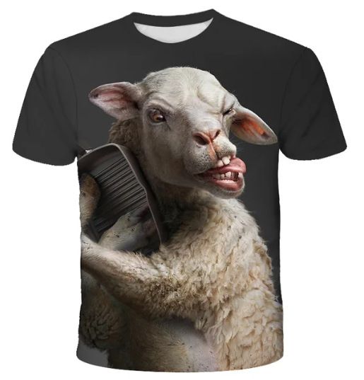 Summer Funny Animal Goat 3D Print T-Shirts Streetwear Men Fashion Harajuku Casual Oversized O-Neck T Shirt Tees Tops