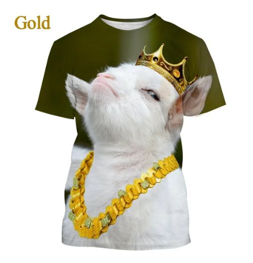 Summer Funny Animal Goat 3D Print T-Shirts Streetwear Men Fashion Harajuku Casual Oversized O-Neck T Shirt Tees Tops