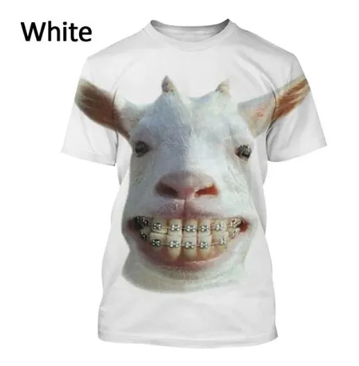 Summer Funny Animal Goat 3D Print T-Shirts Streetwear Men Fashion Harajuku Casual Oversized O-Neck T Shirt Tees Tops