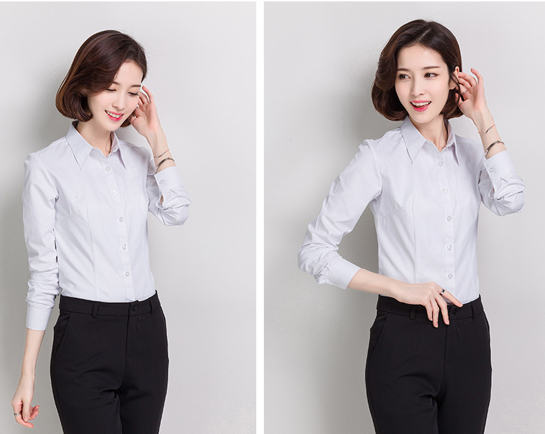 Fashion Women Shirt Long Sleeve Formal Tops Office Lady Slim Casual Shirt   Secret button Tops