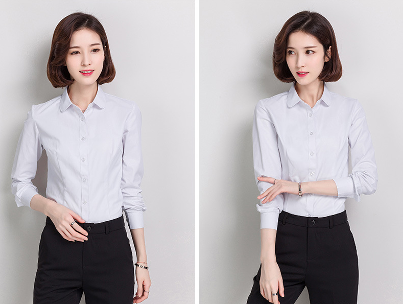 Fashion Women Shirt Long Sleeve Formal Tops Office Lady Slim Casual Shirt   Secret button Tops