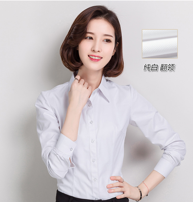 Fashion Women Shirt Long Sleeve Formal Tops Office Lady Slim Casual Shirt   Secret button Tops