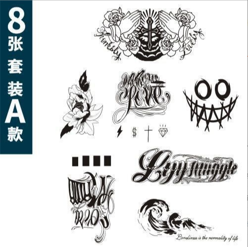 Waterproof temporary tattoo stickers flowers, big hands, folded cross, honest neck flash tattoo fake tattoo suitable for women and men