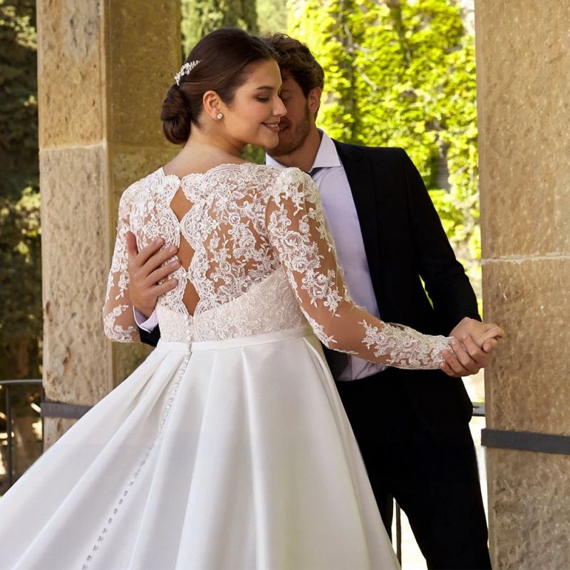 Elegant Strapless Wedding Dresses with Lace 2024 Full Sleeve Bridal Gowns for Women 2025 A Line Oversize Vestidos De Novia New